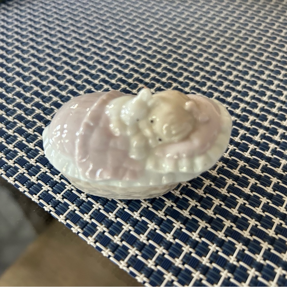 Porcelain Baby Figurine in Pink and Cream